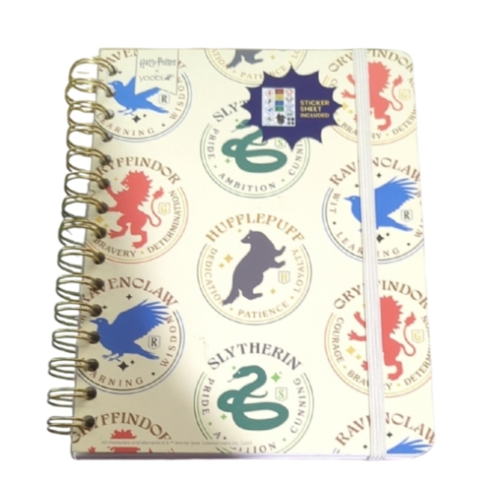 6/$15 🪄 Spiral Notebook – Harry Potter House Crests | With Sticker Sheet